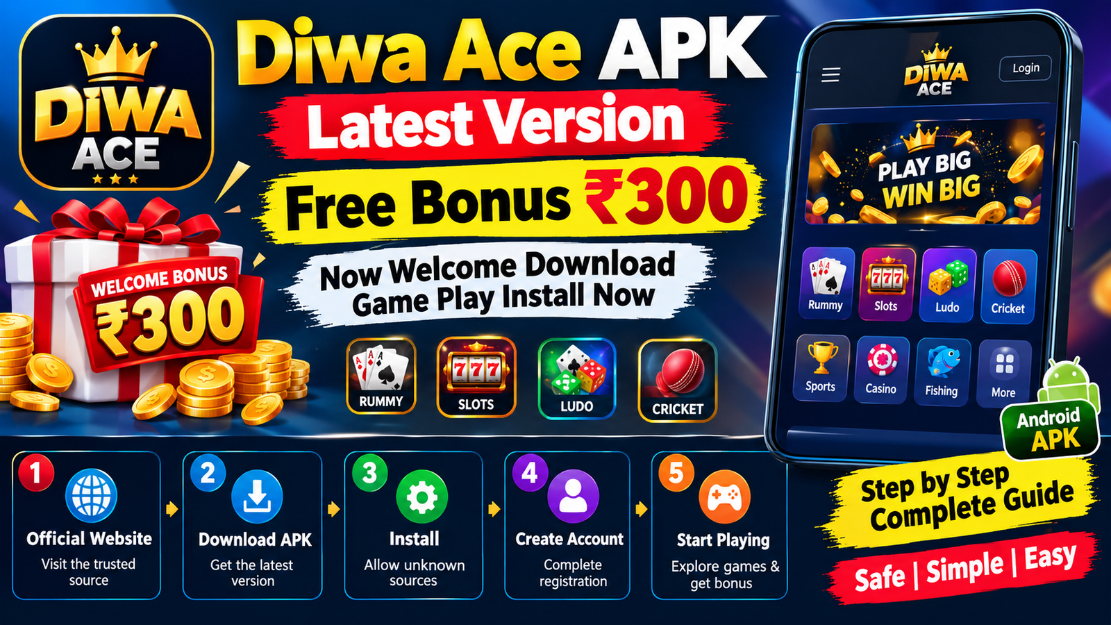 Diwa Ace Apk latest version Free Bouns  ₹300 Now